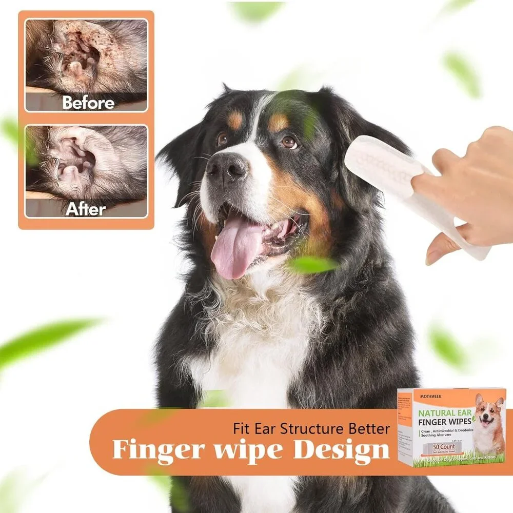 Motaweek Dog & Cat Finger Ear Cleaning Wipes 50 Pk 1.28
